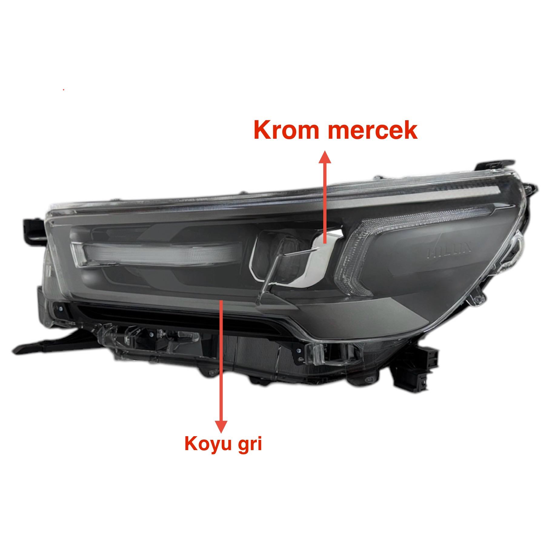 Toyota Far Hılux Revo 21-24 Sol (Mercekli/İçi Koyu Gri/Krom Mercek)/(Hılux Yazılı-ınvıncıble) AYDINL