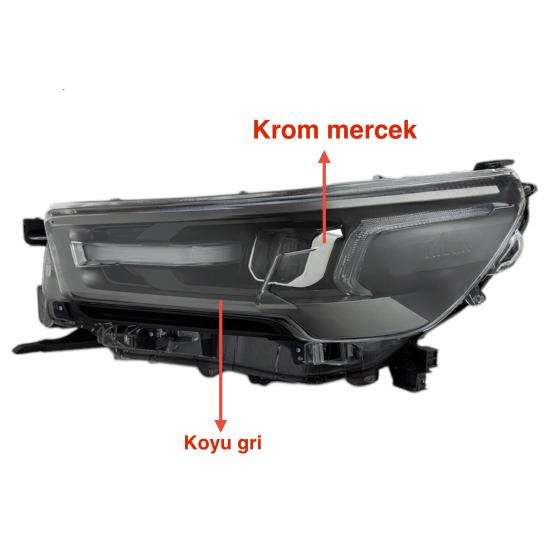 Toyota Far Hılux Revo 21-24 Sol (Mercekli/İçi Koyu Gri/Krom Mercek)/(Hılux Yazılı-ınvıncıble) AYDINL