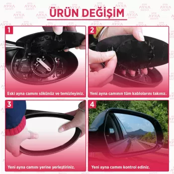 Volkswagen Polo VI Cam Isıtmalı Asferik Sol 2009-2017,6R0857521A