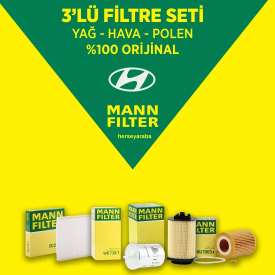 Accent Blue Filtre Seti Mann Filter,Accent Blue Benzinli Bakım Seti(2011-2018 Tüm Kasalar)Motor Yağı 2026 Yılı